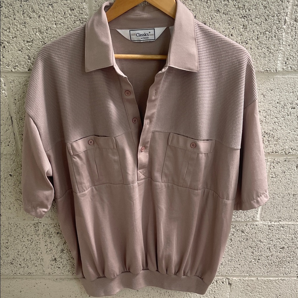 Classics by Palmland Dusty Tan Ribbed Polo Blouse